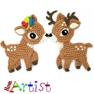 Ravelry: Designs by Homeartist crochet Football Crochet, Classy Crochet, Appliqué Ideas, Crochet Embellishments, Crochet Deer, Crocheting Ideas, Crochet Design Pattern, Crochet Animal, Thick Yarn