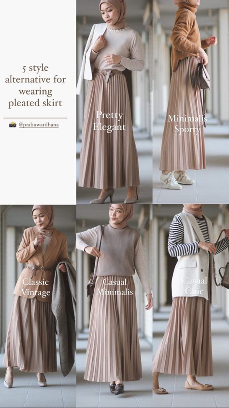 How To Style Pleated Skirt Hijab, Skirt Ideas Outfit Hijab, Long Cream Pleated Skirt Outfit, Hijabi Pleated Skirt Outfit, Hijab Skirts Outfit, Long Pleated Skirt Winter Outfit, Cardigan With Pleated Skirt, Hijabi Skirt Outfits Winter, Skirt Pleated Outfits Hijab