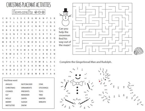 Free Printable Christmas Coloring Placemats Christmas Puzzles Printables, Placemats Ideas, Free Alphabet Coloring Pages, Christmas Maze, Coloring Placemats, Bee Coloring Pages, Christmas Worksheets, Coloring Pages Inspirational, Christmas Puzzle