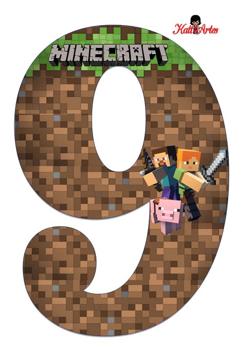 Minecraft Birthday Decorations, Minecraft Birthday Card, Minecraft Templates, 9th Birthday Party, Minecraft Party Decorations, Minecraft Printables, Minecraft Theme, Minecraft Images, Diy Minecraft