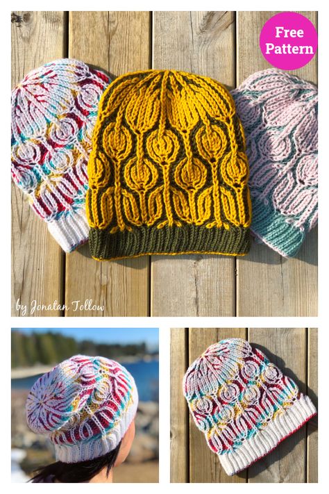 Flower Brioche Hat Free Knitting Pattern Brioche Hat Knitting Patterns Free, Brioche Knit Hat, Brioche Hat, Brioche Knit, Cable Knit Hat Pattern, Hat Free Knitting Pattern, Brioche Pattern, Brioche Knitting Patterns, Brioche Knitting