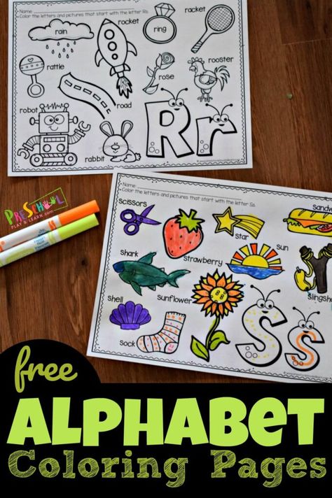 FREE Color Worksheets for Kids Free Printable Alphabet Worksheets, Printable Alphabet Worksheets, Coloring Printables, Abc Coloring Pages, Cute Alphabet, Abc Coloring, Preschool Writing, Alphabet A, Alphabet Crafts