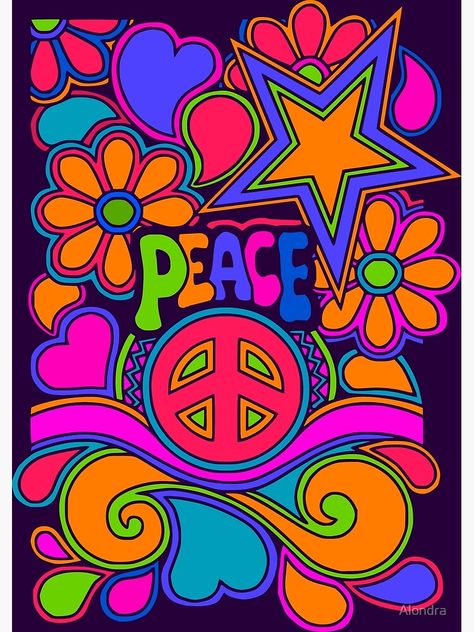 Peace And Love Wallpaper, Paz Hippie, Peace Sign Art Hippie, Arte Hippy, Flower Power Art, Hippy Art, 60s Art, Peace Sign Art, Hippie Designs