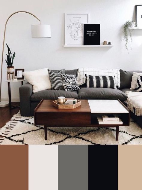 Grey Sofa Living Room, Grey Couch Living Room, Living Room Decor Gray, Hiasan Bilik Tidur, Apartment Living Room Design, Small Living Room Decor, 아파트 인테리어, Brown Living Room, Ideas Living Room