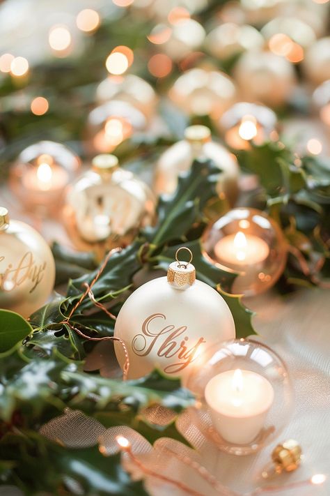 Step into a wedding winter wonderland! 🎄✨ Discover the charm of unique wedding keepsakes with bespoke ornaments featuring the newlyweds' initials. Perfectly nestled amidst evergreen holly and the magical shimmer of fairy lights, these favors are a hit with guests! #WeddingInspiration #WinterWedding #ChristmasWedding #WeddingFavors #CustomFavors #BrideToBe #WeddingDecor #FestiveWedding Christmas Ornaments Wedding Favors, Ornaments Wedding Favors, Christmas Ornament Wedding Favors, Wedding Winter Wonderland, Initial Ornaments, Unique Wedding Keepsakes, Ornament Wedding Favors, Winter Wedding Favors, Initials Ornament