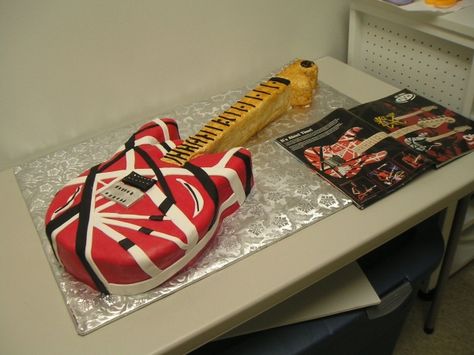 Eddie Van Halen 5150 Guitar Cake Van Halen Birthday Party, Eddie Van Halen Guitar, Van Halen Guitar, Artistic Cake, Van Halen 5150, Hot Pink Cakes, Boyfriend's Birthday, Pink Cakes, Guitar Cake