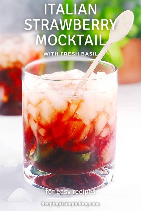 This non alcoholic Italian drink is the perfect alternative to cocktails and so delicious! Mocktails Non Alcoholic Italian, Italian Punch Non Alcoholic, Italian Drinks Nonalcoholic, Basil Mocktail, Strawberry Mocktail, Shrub Drink, Mocktail Ideas, Alcoholic Recipes, Spring Meals