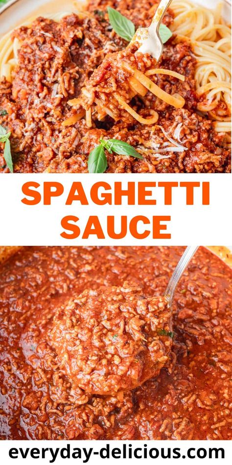 This is the ultimate spaghetti meat sauce recipe. Featuring three kinds of meat, a rich homemade beef broth, premium-quality tomatoes, and a blend of aromatic spices, this sauce is simmered long and slow to achieve a great depth of flavor. It's a decadent sauce you'll find yourself returning to time and time again. Best Spaghetti Meat Sauce, Spaghetti Meat Sauce Recipe, Ultimate Spaghetti, Homemade Beef Broth, Meat Sauce Recipe, Crockpot Meat, Italian Meat Sauce, Homemade Meat Sauce, Pasta With Meat Sauce