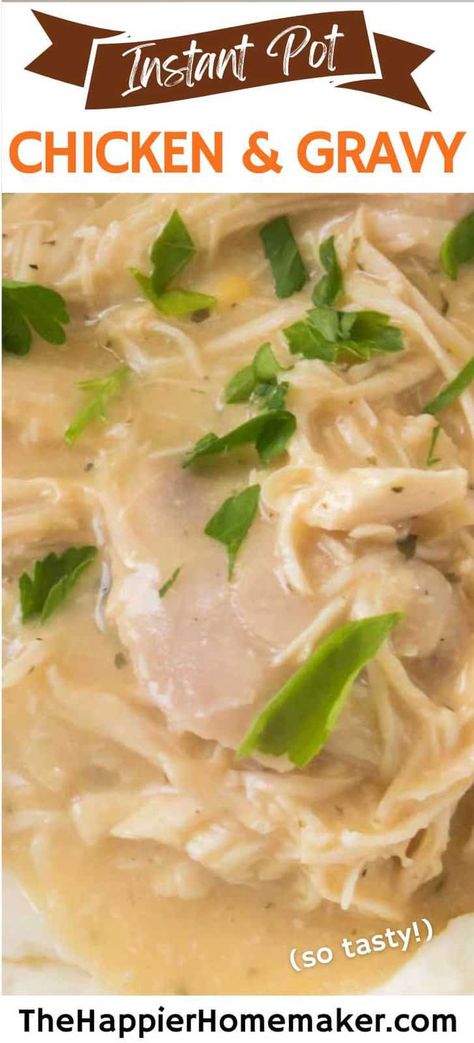 Instant Pot chicken and gravy has succulent chicken bathed in a rich, savory gravy, all cooked to perfection in a fraction of the time, making it the ultimate comfort food for busy households. This classic comfort food dish is perfect for busy weeknight and ready in just 30 minutes! Instant Pot Chicken With Cream Cheese, Chicken In Gravy Instant Pot, Chicken Gravy Instant Pot Recipes, Chicken N Gravy Instant Pot, Instapot Chicken Gravy, Frozen Chicken And Gravy Instant Pot, Instant Pot Cream Of Wheat, Pressure Cooker Chicken And Gravy, Instapot Chicken And Gravy