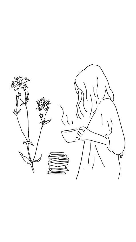 A Drawing, A Flower, Line Art, Books, Art