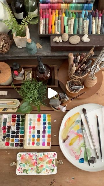 Imaginary Flowers, Studio Aesthetics, Rae Missigman, Fodder School, Watercolor Botanicals, White Gouache, Art Studio Space, Work Studio, Studio Inspiration