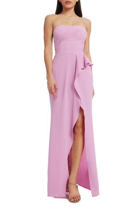 Women's Purple Formal Dresses & Evening Gowns | Nordstrom Purple Dresses Formal, Wedding Dress Code, Empire Waist Gown, Hoco Inspo, Wedding Lookbook, Strapless Evening Gowns, Fancy Casual, Bride Ideas, Bridesmaid Ideas