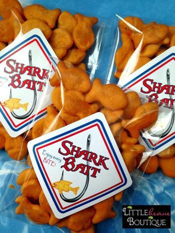 Shark Party Favors Jaws Party, Crab Boil Party, Shark Party Favors, Shark Stickers, Shark Party Ideas, Shark Week Party, Shark Themed Birthday, Baby Shark Party, Shark Themed Birthday Party