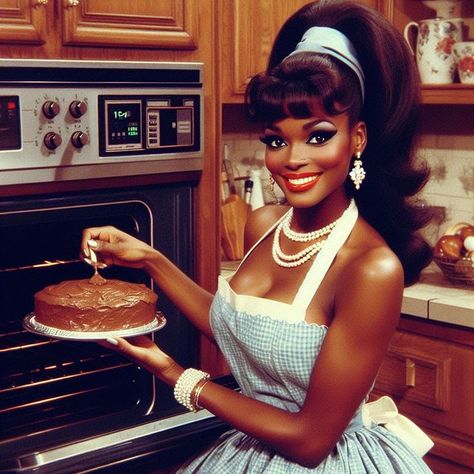 Nubian Photoshoot Ideas, Vintage Kitchen Photoshoot, 50s Black Women Fashion, Chef Photoshoot Ideas Photo Shoot, 80s Model Aesthetic, Mahogany Aesthetic, Ingenue Aesthetic, Cooking Photoshoot, Biracial Men