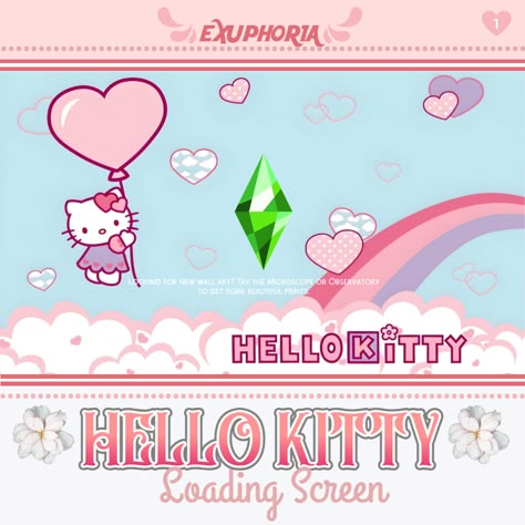 Here's a loading screen for the sims 4 featuring Hello Kitty ❤❤ Sims 4 Loading Screen Cc Hello Kitty, Hello Kitty Loading Screen Sims 4, The Sims 4 Loading Screen, 4 Aesthetic, The Sims 4 Lots, Sims Inspiration, Cc Folder, Kitty Pictures, Cc Mods