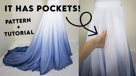 Chiffon Skirt Pattern, Skirt With Pockets Pattern, How To Make A Skirt, Diy Prom Dress, Bridal Skirt, Diy Ombre, How To Make Skirt, Bridal Skirts, Halloween Photo