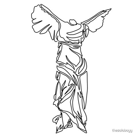 "Winged Victory of Samothrace" by thesoloboyy | Redbubble Nike Of Samothrace Drawing, Nike Of Samothrace Tattoo, Nike Sketch, Victory Tattoo, The Winged Victory, Nike Of Samothrace, Goddess Power, Sculpture Greek, Winged Victory Of Samothrace