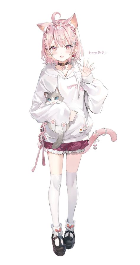 Anime Artist, Girl With Pink Hair, Xenoblade Chronicles, 캐릭터 드로잉, Cat Tail, Anime Cat, Animal Ears, 영감을 주는 캐릭터, Cat Girl