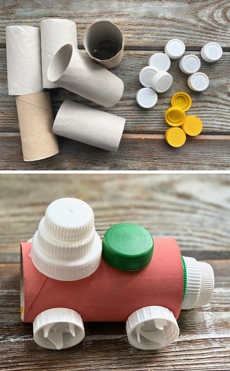 Easy Toilet Paper Roll Train Craft For Kids Paper Towel Roll Stem Project, Tissue Paper Painting, Train Crafts, Paint Chip Crafts, Toilet Paper Roll Art, Airplane Crafts, Toilet Roll Craft, Recycled Crafts Kids, Toilet Paper Tube