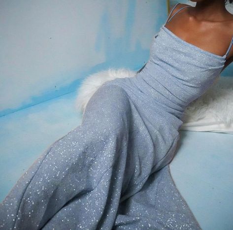 Simple Sparkly Prom Dress, Sparkly Blue Dress Long, Light Blue Sparkly Dress Long, Light Blue 90s Prom Dress, Blue Sparkly Prom Dresses Long, Winter Ball Dresses Long, Winter Wonderland Dress Ideas, Winter Themed Dresses, Winter Wonderland Formal Dress