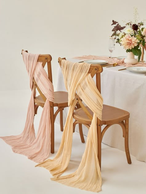 Beautiful hand-dyed cheesecloth chair sashes. You can use cheesecloth wedding chair covers as a tieback for chair or wedding arch decoration. Also, it can be used as a scarf or baby shower decoration. The endings of our cheesecloth are raw (rustic unfinished). ♥ My cheesecloth is 100% cotton and hand dyed in 46 beautiful colors. ♥ As my cheesecloth is hand dyed, the tone may vary a little in shade and color. ✂︎ SIZE:  Length: 60 inches (150 cm) / 87 inches (220 cm) / 118 inches (300 cm). Please Beach Wedding Aisle Decor, Boho Wedding Ceremony Decor, Beach Wedding Aisle, Bridal Shower Chair, Wedding Chair Decor, Bridal Chair, Brides Chair, Baby Shower Chair, Festival Activities