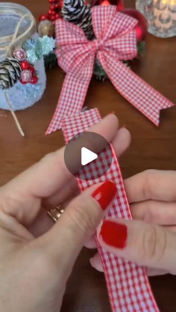 The Joy Party on Instagram: "Christmas bow
#bow #bowsofinstagram #christmasdecor #christmasbows #christmastree #Christmas #handmade #craftingismytherapy #cricut #homemade #bowsofinstagram #ribbonsandbows #ribbon ##howtomakeabow #treebows" Easy Gift Bows With Ribbon, Bow Ornaments Diy, How To Make A Pretty Bow With Ribbon, How To Make Ribbon Bows For Presents, Easy Christmas Bows Diy Tutorials, How To Make A Double Bow With Ribbon, How To Tie A Bow With Thick Ribbon, Bows Diy Ribbon Step By Step Videos, Making Bows For Presents