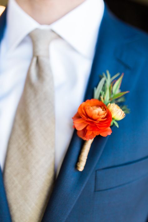 Boutonniere Gallery — Lark Orange Buttonholes Wedding, Orange Ranunculus Boutonniere, Orange Boutineer, Bright Buttonholes, Orange Buttonhole, Gracie Lawrence, Loz Wedding, Orange Corsage, Boutonniere Orange