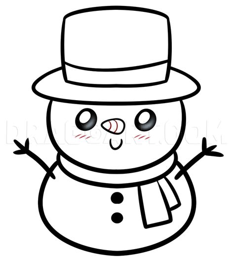 Snow Man Drawing For Kids, Snowman Drawing Ideas, Easy Drawing For Christmas, Cristmass Draw Easy, How To Draw A Snowman Step By Step, Cute Snowman Drawing Easy, Christmas Cute Drawing Easy, Snow Man Drawing Easy, Simple Christmas Drawings For Kids