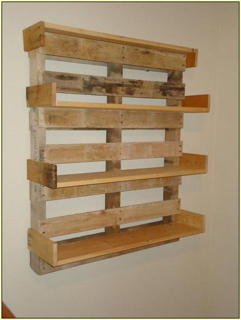 Pallet Shelves Diy, Bar En Palette, Wooden Pallet Shelves, Making Shelves, Pallet Projects Decor, Pallet Projects Bedroom, Pallet Projects Wall, Pallet Bookshelf, Pallet Wood Shelves