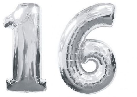 2 GIANT SILVER FOIL BALLOONS 1 & 6 - 16th BIRTHDAY | eBay Gold Number Balloons, Pink Sweet 16, Sweet 16 Themes, 16 Balloons, Sweet 16 Decorations, Silver Balloon, Sweet Sixteen Parties, Sweet 16 Birthday Party, Silver Numbers