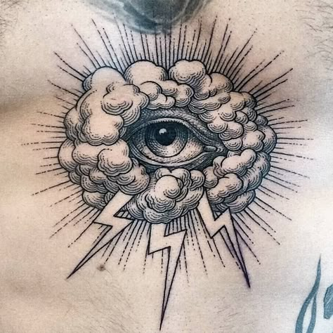 𝕿𝖍𝖔𝖒𝖆𝖘 𝕭𝖔𝖚𝖑𝖆𝖗𝖉 on Instagram: “Repost. Swipe>>> Since tomorrow is the grand opening of HOLY⚡THUNDER Private Studio, I thought a holy thunder tattoo would be…” Cloud Tattoo Design, Eye Ideas, Tattoo Eye, Kunst Tattoos, Tattoo Old School, Cloud Tattoo, Nordic Tattoo, New School Tattoo, Desenho Tattoo