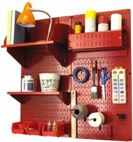 Wall Control Pegboard Hobby Craft Organizer Storage Kit, Red, 32 Craft Pegboard, Black Pegboard, Craft Tool Storage, Steel Pegboard, Peg Board Hooks, Craft Storage Solutions, Pegboard Storage, Metal Pegboard, Pegboard Organization