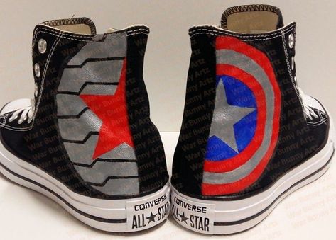 Marvel Merch Aesthetic, Painted Shoes Converse, Captain America Shoes, Outfit With Converse, Marvel Merch, Marvel Shoes, Marvel Accessories, Converse Design, Marvel Jewelry