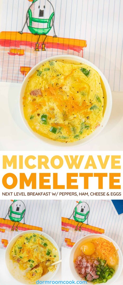 Microwave Omelette is a perfect easy microwave breakfast! #microwave #omelet #omelette #microwavecooking #breakfast #microwavebreakfast #dormroomcook Microwave Omelette Recipe, Easy Microwave Breakfast, Breakfast Microwave, Microwave Recipes Breakfast, Eggs Microwave, Microwave Omelet, Microwave Cooking Recipes, Carbquik Recipes, Microwave Mug Recipes