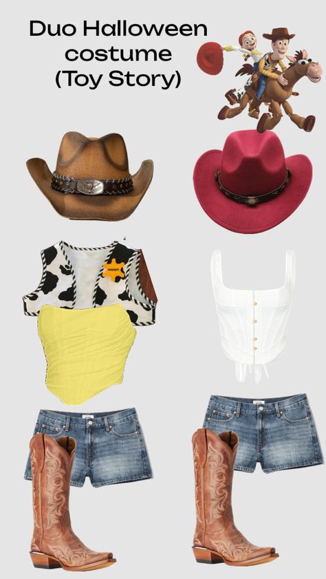 Hot Woody Costume, Woody Toy Story Halloween Costume, Easy Cute Womens Halloween Costume, Wendy And Woody Costumes, Halloween Costumes With Cowgirl Boots, Jean Shorts Halloween Costume, Jessy And Woody Costumes, Ideas For Costumes For Women, Costume With Cowboy Boots