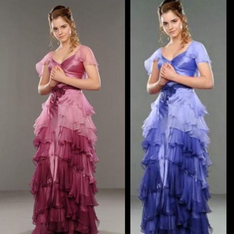 Movie Modifications Part 2 | Harry Potter Amino Yule Ball Dress Blue, Hermione Yule Ball Dress, Harry Potter Wedding Dress, Hermione Yule Ball, Maquillage Harry Potter, Hermione Costume, Hermione Dress, Yule Ball Outfits, Yule Ball Dress