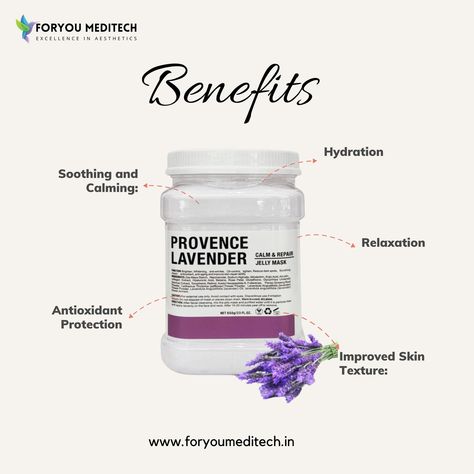 Provence Lavender jelly mask "Indulge in the calming essence of our Provence Lavender Jelly Mask! 🌿💜 Soothe, hydrate, and rejuvenate your skin while enjoying the luxurious scent of lavender. Perfect for a relaxing at-home spa experience. 🧖‍♀️✨ #LavenderLove #JellyMask #SkincareRoutine #ProvenceVibes #ForyouMeditech" Visit our Website- www.foryoumeditech.in Whatsapp/Call- +91-8178422980/ 8851482914 . #provencelavender #YouthfulSkin #RadiantGlow #SkincareMagic #hydrojellymask #jellymask #la... Lavender Jelly, Jelly Mask, Provence Lavender, Whatsapp Call, Improve Skin Texture, Spa Experience, Home Spa, Youthful Skin, Provence