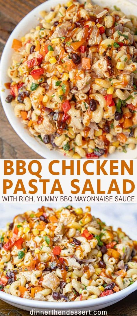 Bbq Chicken Pasta Salad, Mayonnaise Sauce, Bbq Chicken Pasta, Resep Pasta, Resep Salad, Salad Pasta, Cold Salad, Chicken Pasta Salad, Idee Pasto Sano