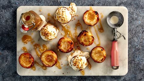 Roasted Nectarines or Peaches | The Neff Kitchen Roasted Nectarines, Coconut Syrup, Palm Sugar, Nectarine, Seasoning Recipes, Gluten Free Diet, Oven Roast, The Palm, The Oven