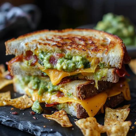 Bacon Guacamole Grilled Cheese Sandwich Bacon Guacamole Grilled Cheese, Guacamole Grilled Cheese Sandwich, Guacamole Grilled Cheese, Grilled Cheese Sandwich Recipe, Cheese Sandwich Recipe, Bacon Guacamole, Bacon Grilled Cheese, Grill Cheese Sandwich Recipes, Classic Grilled Cheese