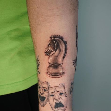 Knight Tattoo Chess, Chess Knight Tattoo, Knight Chess Piece Tattoo, Bishop Chess, Chess Piece Tattoo, Chess Tattoo, Knight Chess, Ancient World History, Knight Tattoo