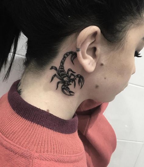 Under Chin Tattoos Women, Scorpion Neck Tattoo, Tattoos For Women Cat, Gifts For Tennis Players, Persian Tattoo, Ma Tattoo, Monami Frost, Scorpio Tattoo, Neck Tattoos Women