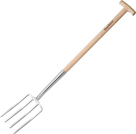 Amazon.com : HUNKENR Garden Digging Fork, 4-Tine Stainless Steel Pitchfork, 43" Heavy Duty Long Handled Spading Fork with T-Handle/Ergonomic Beech Handle for Digging, Planting, Cultivating, Aerating : Patio, Lawn & Garden Spading Fork, Digging Fork, Long Handles, Lawn Garden, Planting, Lawn, Heavy Duty, Patio, Stainless Steel