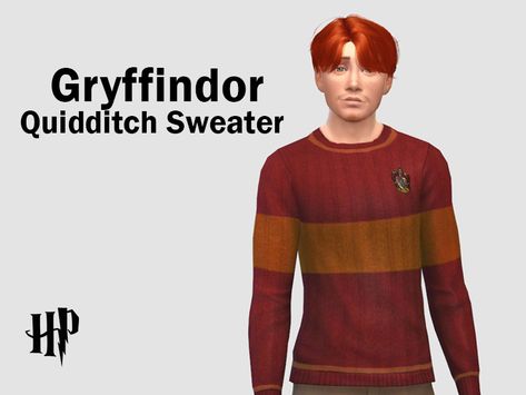 Hogwarts house Gryffindor quidditch sweater. Inspired by Harry Potter Found in TSR Category 'Sims 4 Male Everyday' Quidditch Sweater, Harry Potter Jumper, Quidditch Uniform, Harry Potter Uniform, Gryffindor Quidditch, Male Jumper, Harry Potter Hoodie, Harry Potter Quidditch, Sims 4 Download