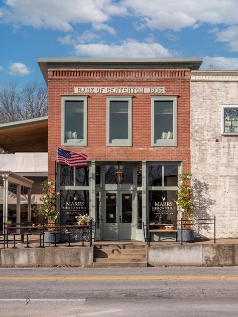 Historic Bank Renovation by Dave and Jenny Marrs of HGTV Fixer to Fabulous. Old Building Renovation, Dave And Jenny Marrs, Fixer To Fabulous, Jenny Marrs, Brick Store, Bank Building, Storefront Design, Harbor House, Banks Building