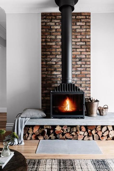 Wood Burning Stoves Living Room, Wood Stove Fireplace, Freestanding Fireplace, Mornington Peninsula, Log Burner, Home Fireplace, Wood Burner, Stove Fireplace, Australian Homes