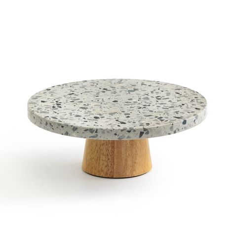 Terrazzo Cake, Terrazzo And Wood, Diy Terrazzo, Wood Cake Stand, Concrete Crafts, Serving Table, Concrete Tiles, Concrete Diy, Marble Colors