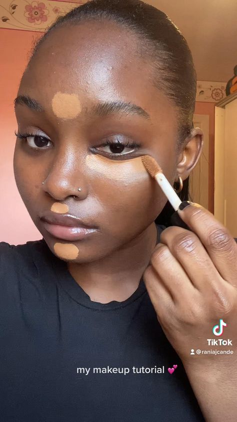 Basic Makeup Black Women, Soft Girl Makeup Black Women Tutorial, Powder Foundation Routine, Clean Girl Makeup Black Women Tutorial, Makeup Dark Skin Tutorial, Prom Makeup Tutorial Step By Step, Black Skin Makeup Tutorial, Makeup Tutorial For Beginners Step By Step, Make Up Step By Step Face