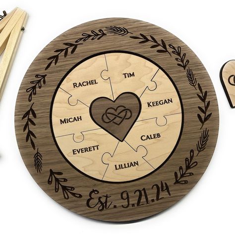 Our unity ceremony puzzles make your special day even more memorable. We offer complete customization and have multiple sizes and wood options. Made in America by a husband and wife team. Check out our Etsy for all options and message us on Etsy with any questions! Link in bio. #unityceremony #blendedfamily #wedding #weddinginspiration #weddingdecor #weddingsigns #woodpuzzle #puzzle #custompuzzle #puzzlepieces #lovequotes #familyislove #etsyshop #etsyseller #etsyfinds #etsygifts #madeinoklah... Unity Ceremony, Blended Family, Custom Puzzle, Wood Puzzles, Husband And Wife, Made In America, Puzzle Pieces, Wedding Signs, In America