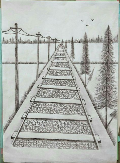 Perspective Drawing One Point, 1 Point Perspective, Perspective Photos, Drawing Scenery, One Point Perspective, Emo Memes, Point Perspective, Perspective Art, Krishna Radha Painting